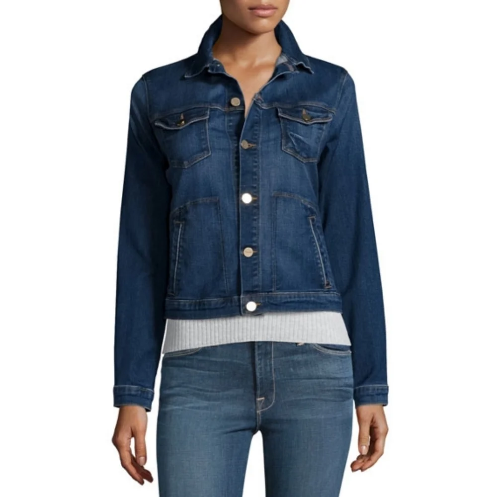 FRAME // ltd ed le slim denim jacket in medium blue denim shore coast - Picture 7 of 16